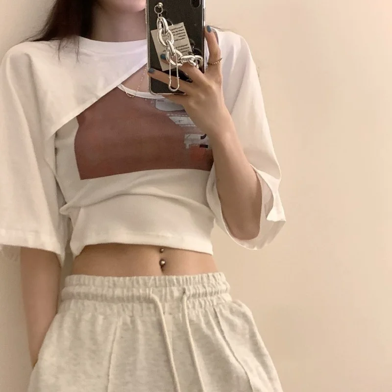 Женский комплект из 2 предметов Y2k Элегантная блузка с коротким рукавом в