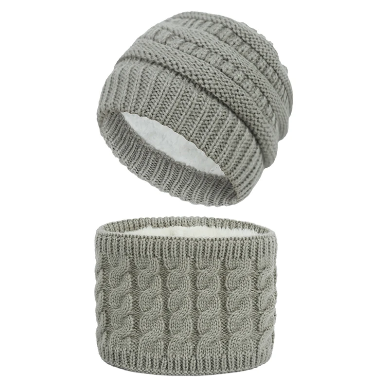 

2Pcs Toddler Hat Knitted Headscarf Cap Solid Bonnet Baby Hat Scarf Beanie Cap+Scarf Keep Warm Keep Warm Head Accessories Winter