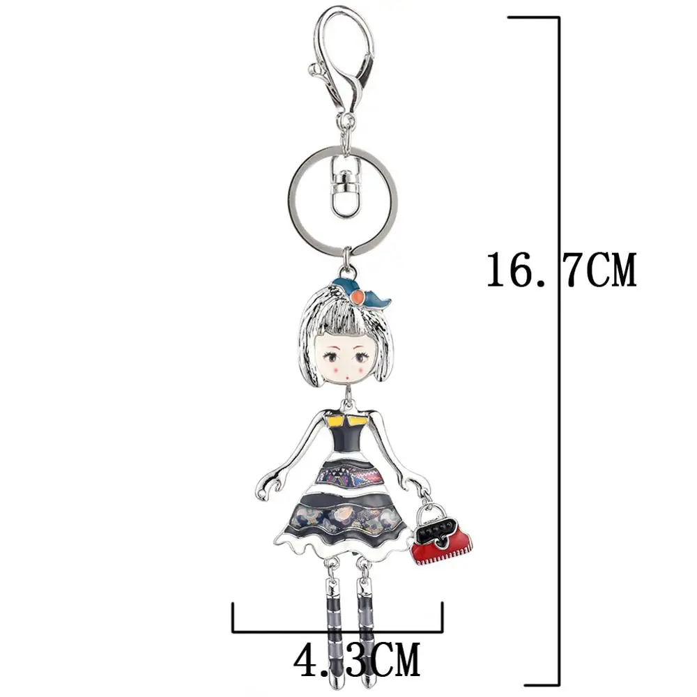 Милые брелоки с розовой куклой для девочек из металлического сплава мультяшным