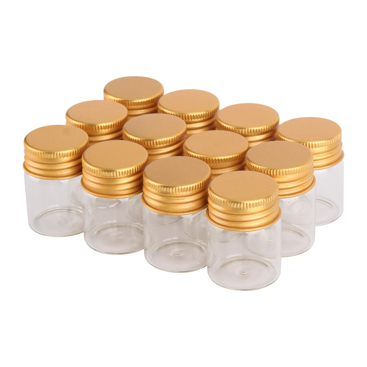 

12 шт. 15 мл 30x40 мм прозрачные стеклянные бутылки с золотыми алюминиевыми крышками, мини-банки для желаний, свадебные сувениры