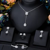 godki luxury 4pc geometric jewelry sets for women wedding cubic zirconia cz dubai bridal jewelry set dance party gift