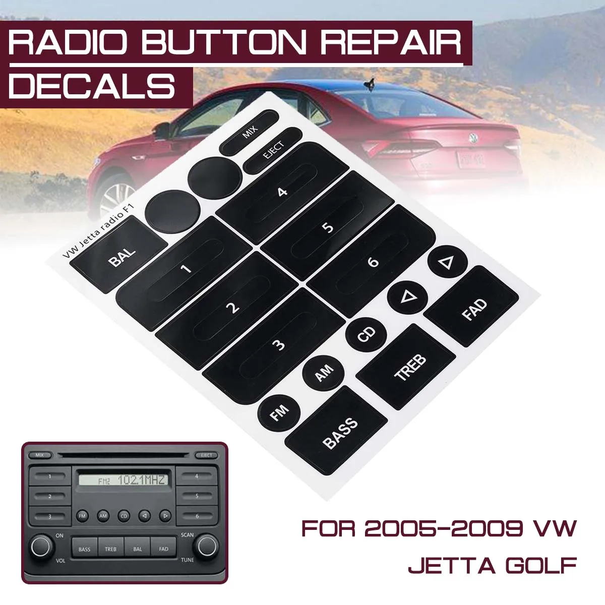 Наклейка для ремонта автомобиля Jetta Golf 2005 2006 2007 2008 Volkswagen Radio стерео изношенная