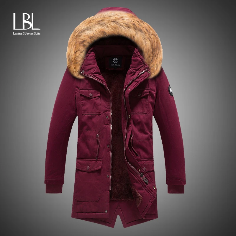 Зимняя мужская куртка со стоячим меховым воротником Мужская парка в стиле