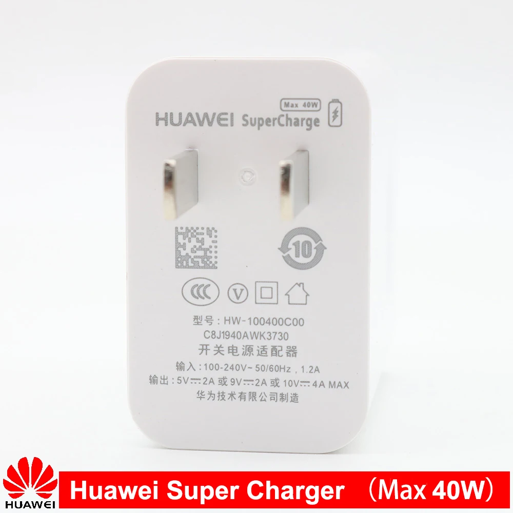Оригинальный Huawei 40 Вт UK US EU супер зарядное устройство адаптер питания 5A USB TYPE-C