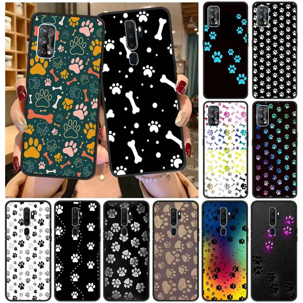 

Dog Footprint Paw Bag Fundas Case For Oppo A52 A53 Silicone Soft TPU Black Cover For Oppo A9 2020 Luxury Shockproof Shell Coque