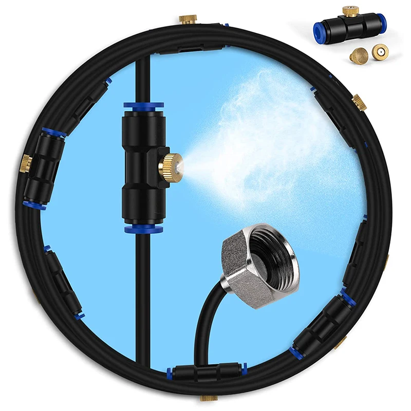 

Misting Cooling System,Outdoor Misting System for Patio,40 FT Misting Line+10 Mist Nozzles+3/4inch Brass Adapter,Outdoor