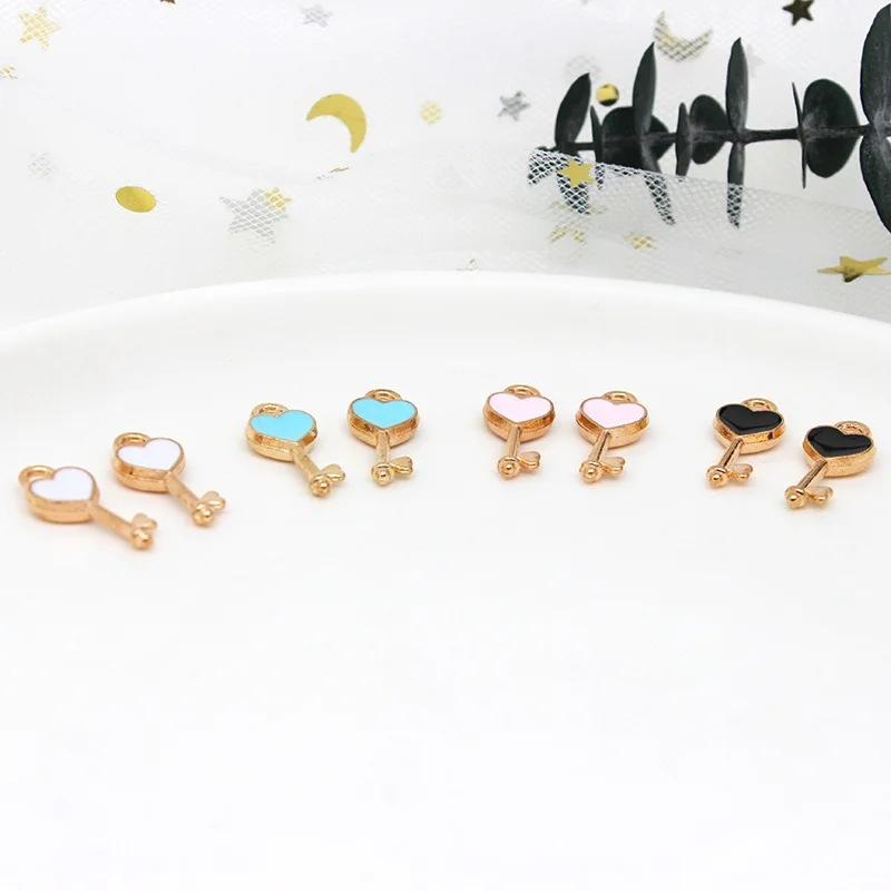 подвески для украшений 10 шт. 16 * 7 мм в форме сердца эмаль ключей кулон сделай сам