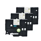 3 шт. тканевая железная лента для этикеток 12 мм TZe-FA234, совместимая с сенсорным принтером Brother P, Золотая белая этикетка для одежды