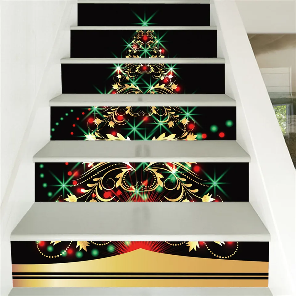 Наклейка на рождественскую елку и лестницу самоклеящаяся Экологичная декорация