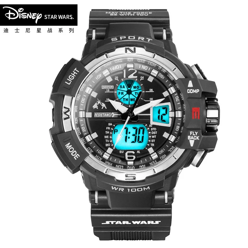 Disney бренд Для мужчин спортивные часы с двойным Дисплей аналоговым и цифровым