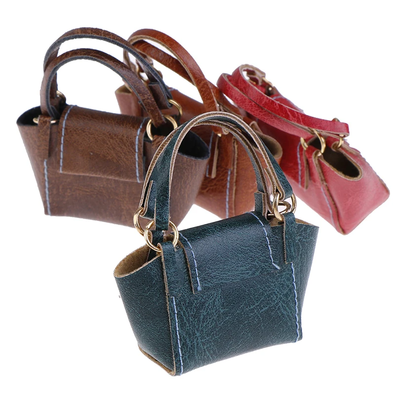 

New Styles Dollhouse Miniature Leather Handbag Purse Lady's Shoulder Bag Fashion Doll's Accessory Doll Accessories