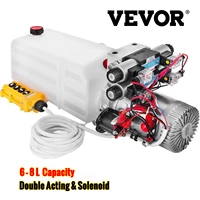 vevor hydraulic pump power unit 12v 24v dc double acting solenoid w 6l 8l white plastic tank car liftng fit for auto repair