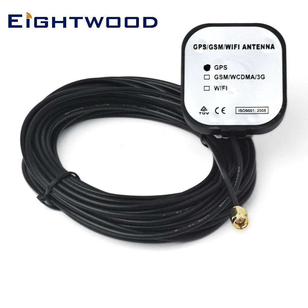 Eightwood Автомобильная GPS активная антенна с разъемом SMA штекер RF разъем RG174 кабель 3 м