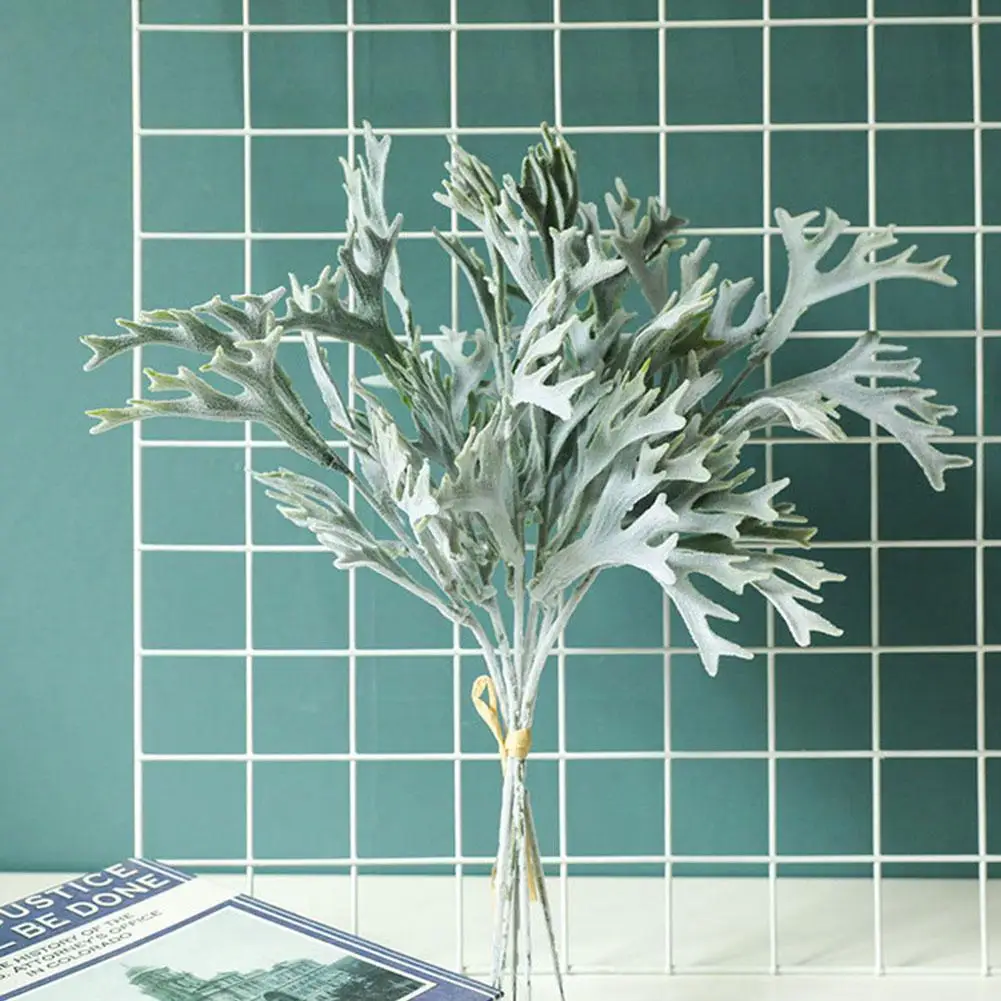 

Wind Flocking Staghorn Grass Plastic Green Plants Fake Decorations Eucalyptus Home Style DIY Forest Wedding Leaves O0E9
