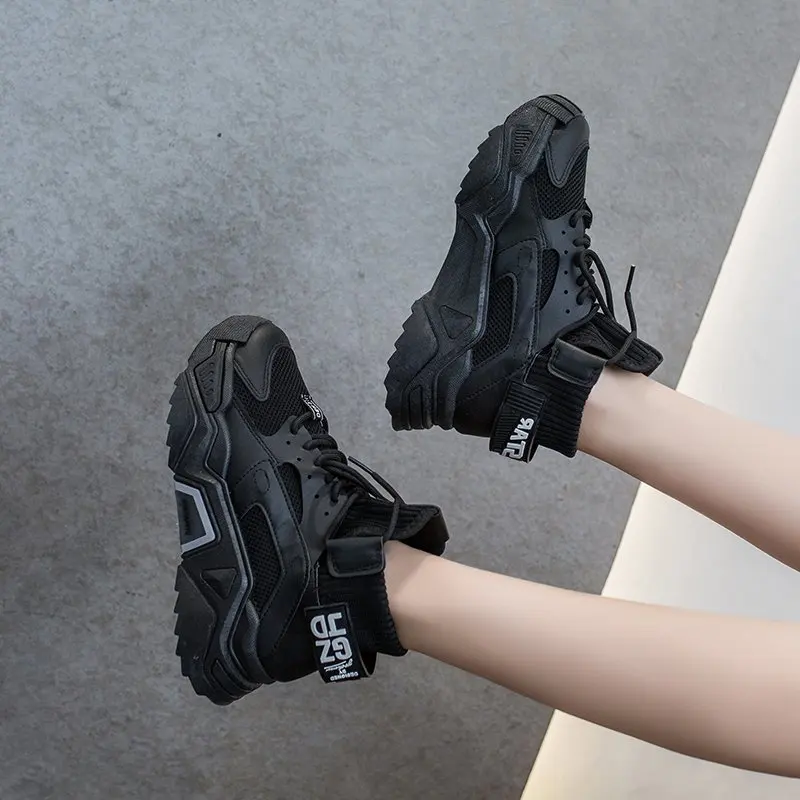 

Old shoes women 2020 spring and autumn new high-top fly woven mesh breathable tide shoes thick bottom casual sports shoes X184