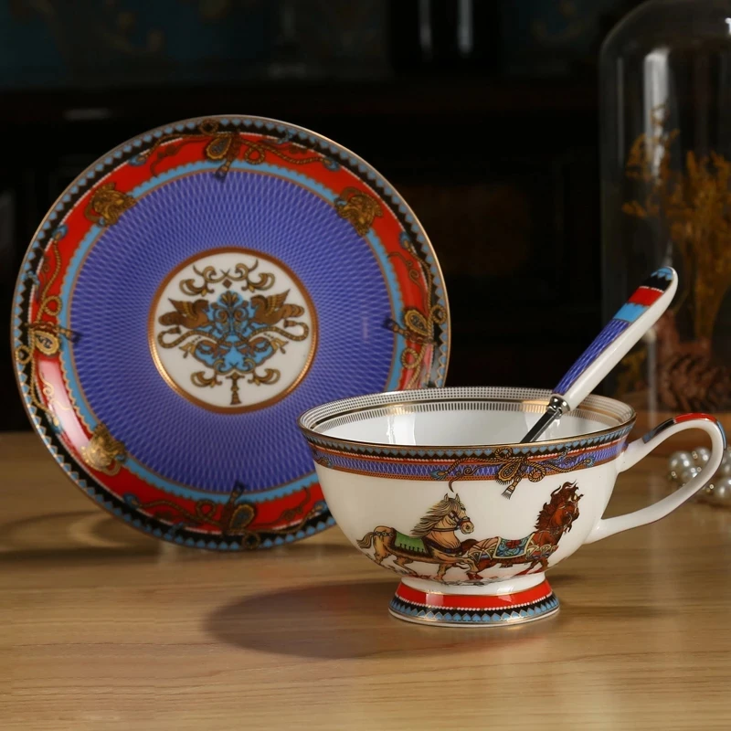 

Классическая фигурка с рисунком, кофейная чашка, тарелка, кость, Китайская керамика, чайный набор, чайный дизайн