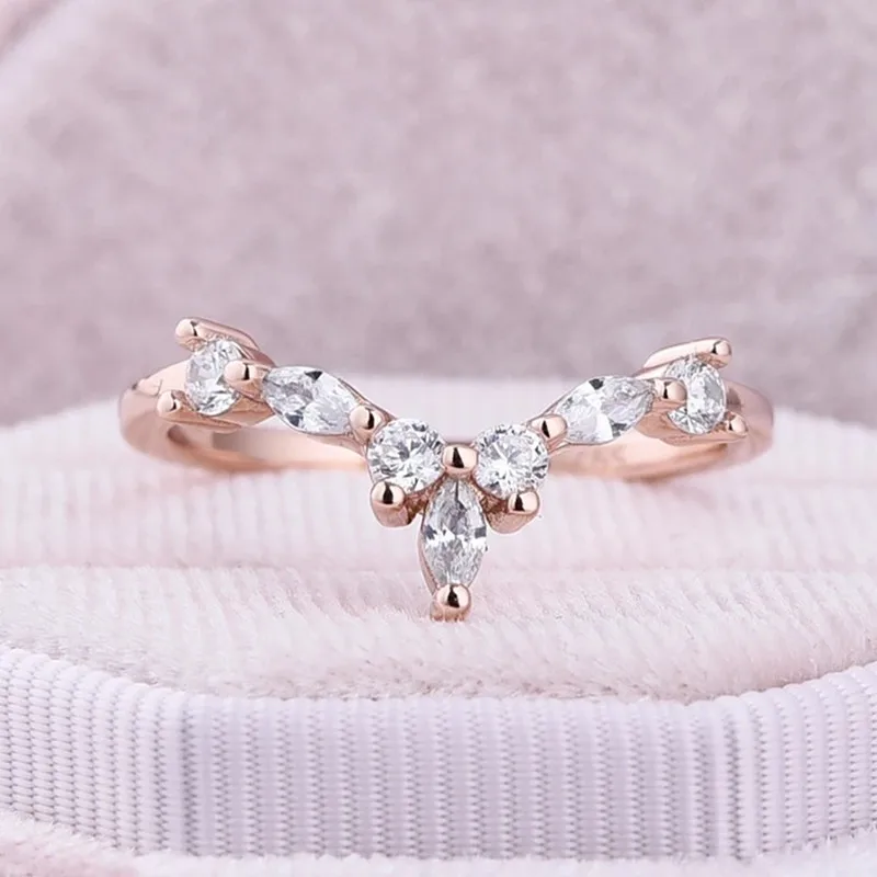 

Trendy fashion S925 silver V-shaped horse eye zircon Seiko simple personality ring high quality exquisite gift for women
