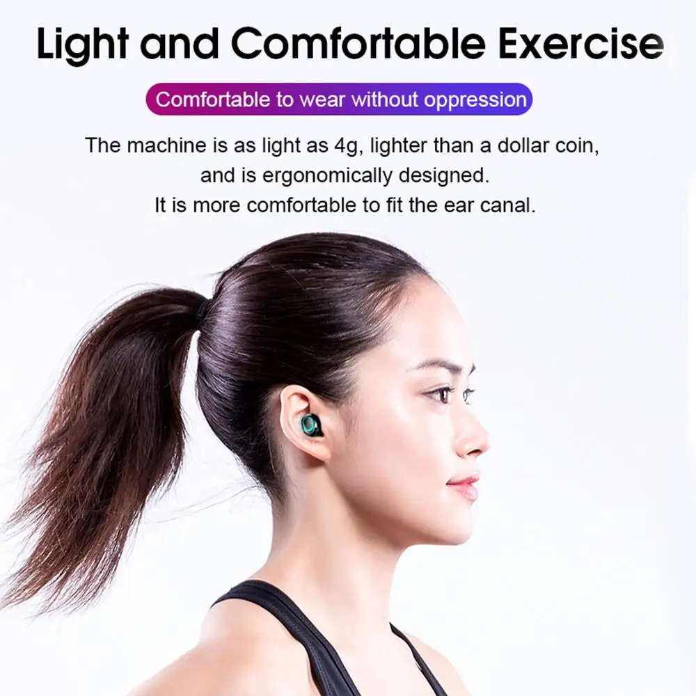 Невидимые наушники мини беспроводные Bluetooth светодиодный цифровой дисплей TWS