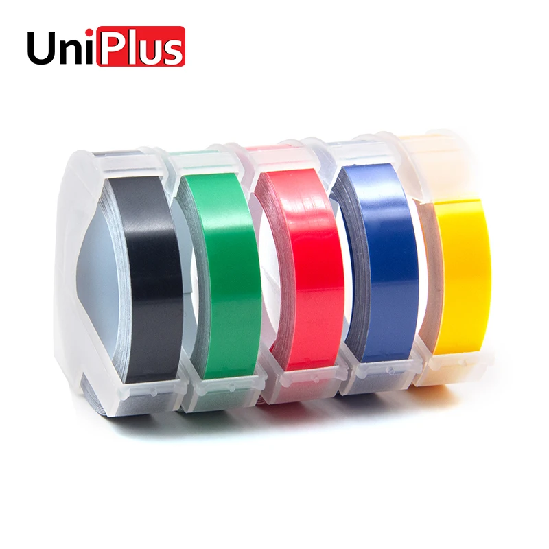 

UniPlus 5pcs/lot Dymo 3D Label Tapes 9mm DIY Embossing Letter Printer for Motex E-101 E202 Black Red PVC Ribbons Label Maker