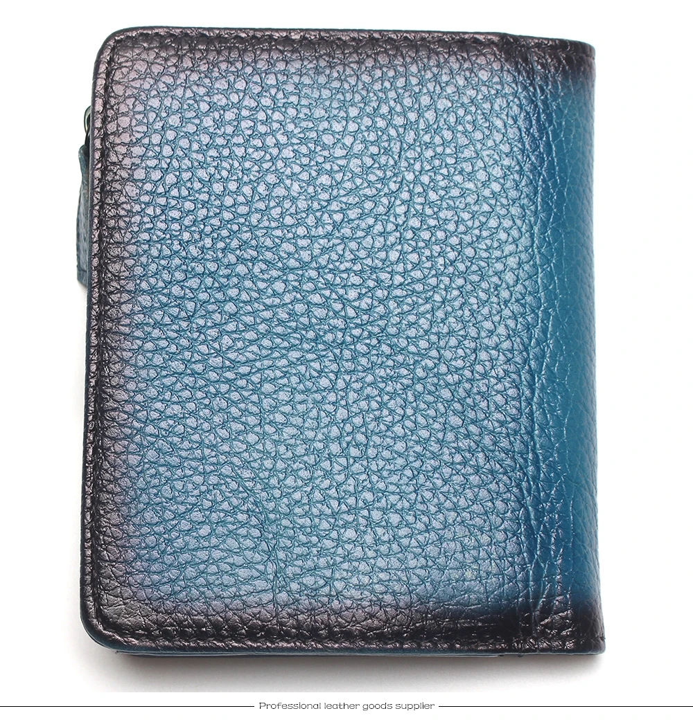 Natural Leather RFID Blocking Men's Top Layer Leather Brushed Wallet Handmade Retro Wallet Pure Leather Leather Coin Purse