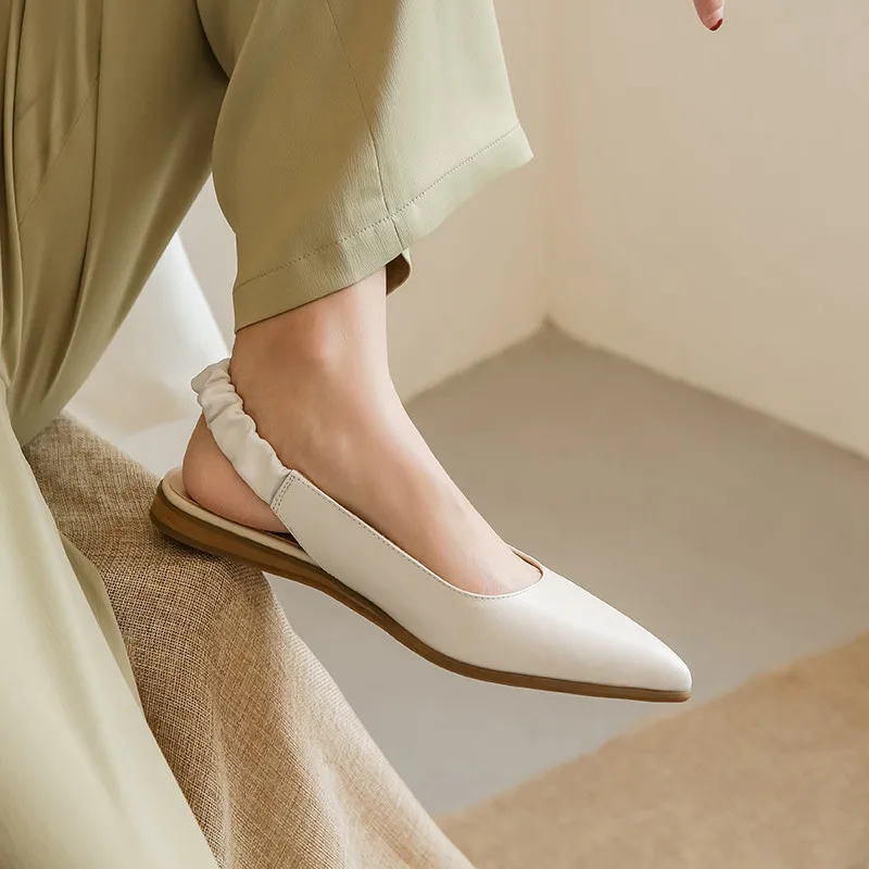 

ASUMER 2020 top quality genuine leather shoes women pointed toe fashion Brand single shoes slingback summer flat shoes women