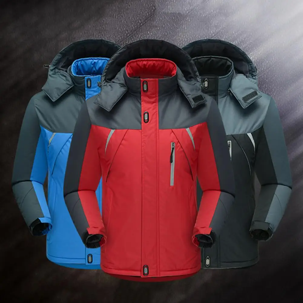

Terrific Winter Down Coat Windproof Winter Jacket Thicken Hooded Fastener Tape Outdoor Down Coat