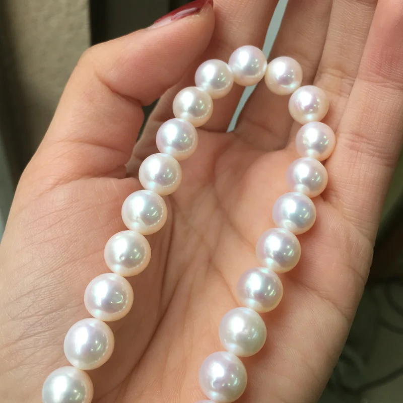 barato Colar De Pérolas De água Doce Forma Redonda Com Tamanho 9-10mm Pérolas Brilho Perfeito Para Diy Jóias Solta Pérola Fios