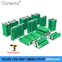 turmera 3s 10 8v 4s 14 4v 5s 18v 6s 25v vtc6 18650 3000mah 6000mah battery 30a soldering for 21v drill screwdriver batteries use