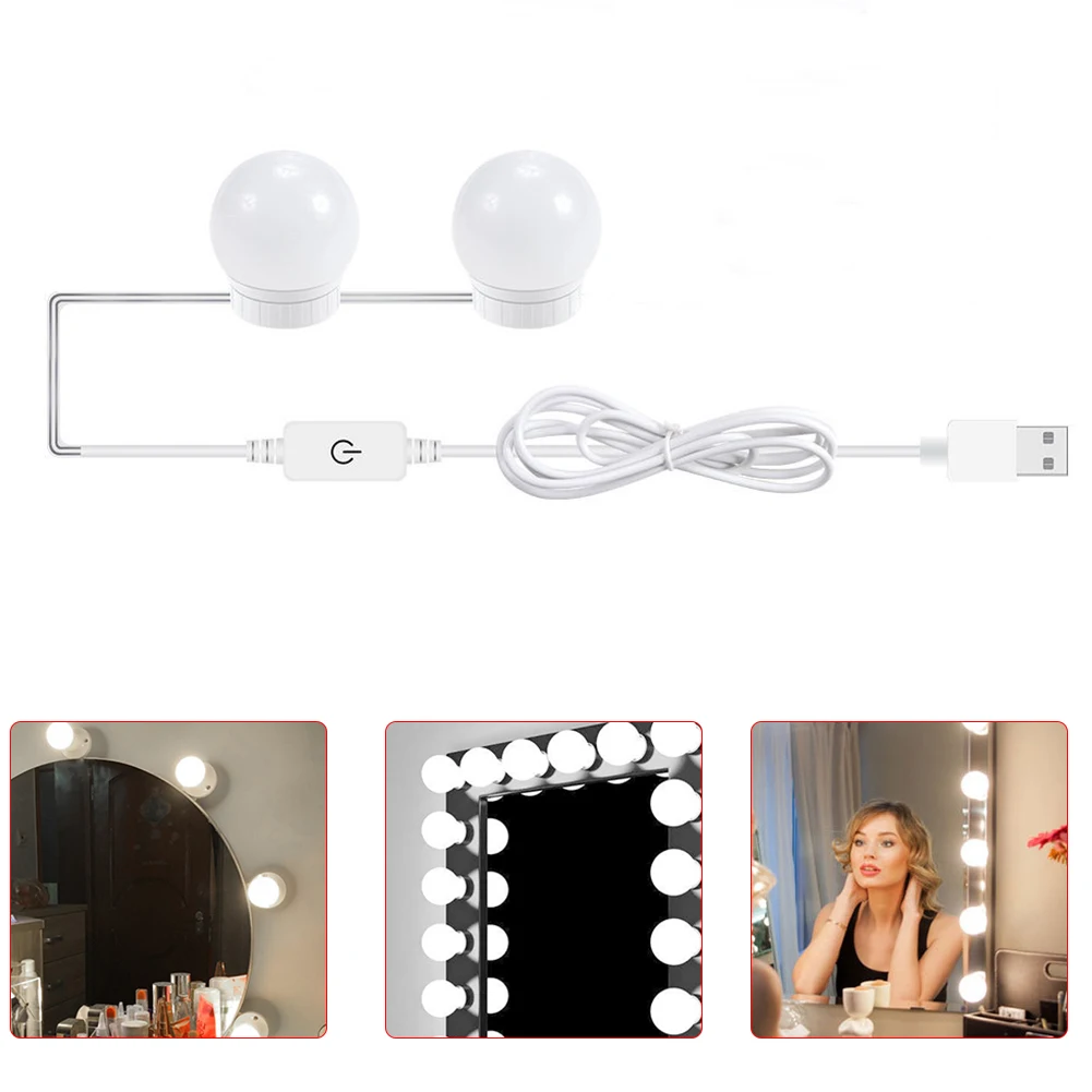 

USB LED Makeup Lamp Wall Light Beauty 2 6 10 14 Bulbs Kit For Dressing Table Stepless Dimmable Hollywood Vanity Mirror Light