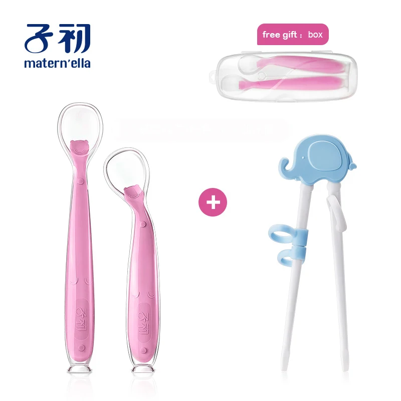 spoon chopsticks Matern'ella Обучающие Мультяшные палочки для еды многоразовые просветляющие палочки для еды подарки для учащихся товары для дома и детей - Цвет: spoon chopsticks