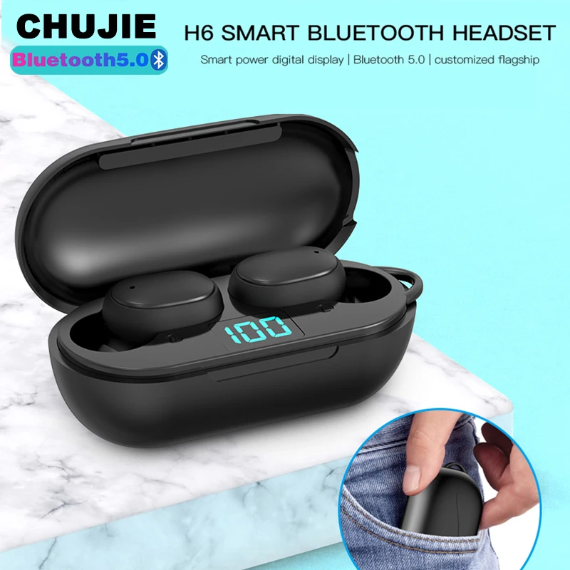 TWS-стереонаушники H6 с поддержкой Bluetooth 5 0 и светодиодным дисплеем | Электроника