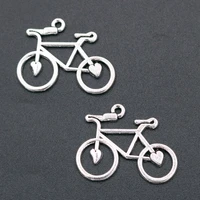 wkoud10pcs silver color bicycle pendant diy handmade necklace bracelet unisex metal sports jewelry charm accessories 3224mm