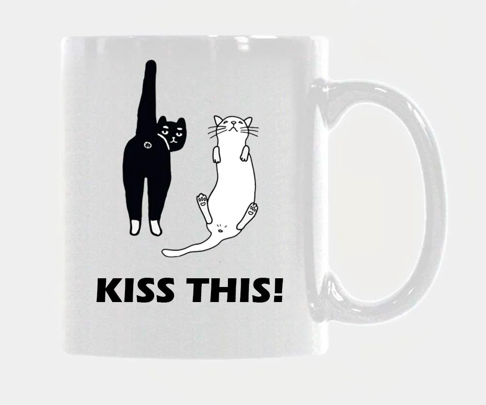 Забавная кофейная кружка Kiss This Ass Cat приклад 11 унций|Кружки| |