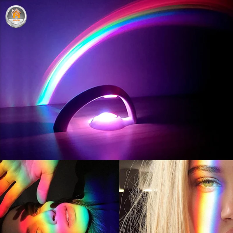 

Creative Novelty Lights Rainbow Projector Night Light Romantic Magic Child Lamp Bedroom Tabletop Gift Home Decoration Lighting
