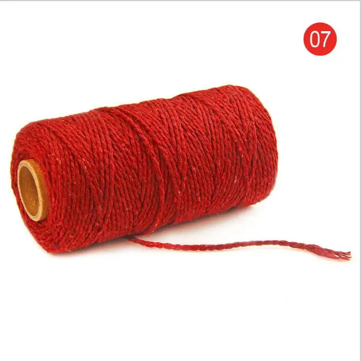 Dark Red Красочные хлопчатобумажные витые нитки для шитья, 100 м, макраме, ремесла, хлопчатобумажная льняная веревка, домашний текстиль, сделай сам, Свадебный декор - Цвет: Dark Red