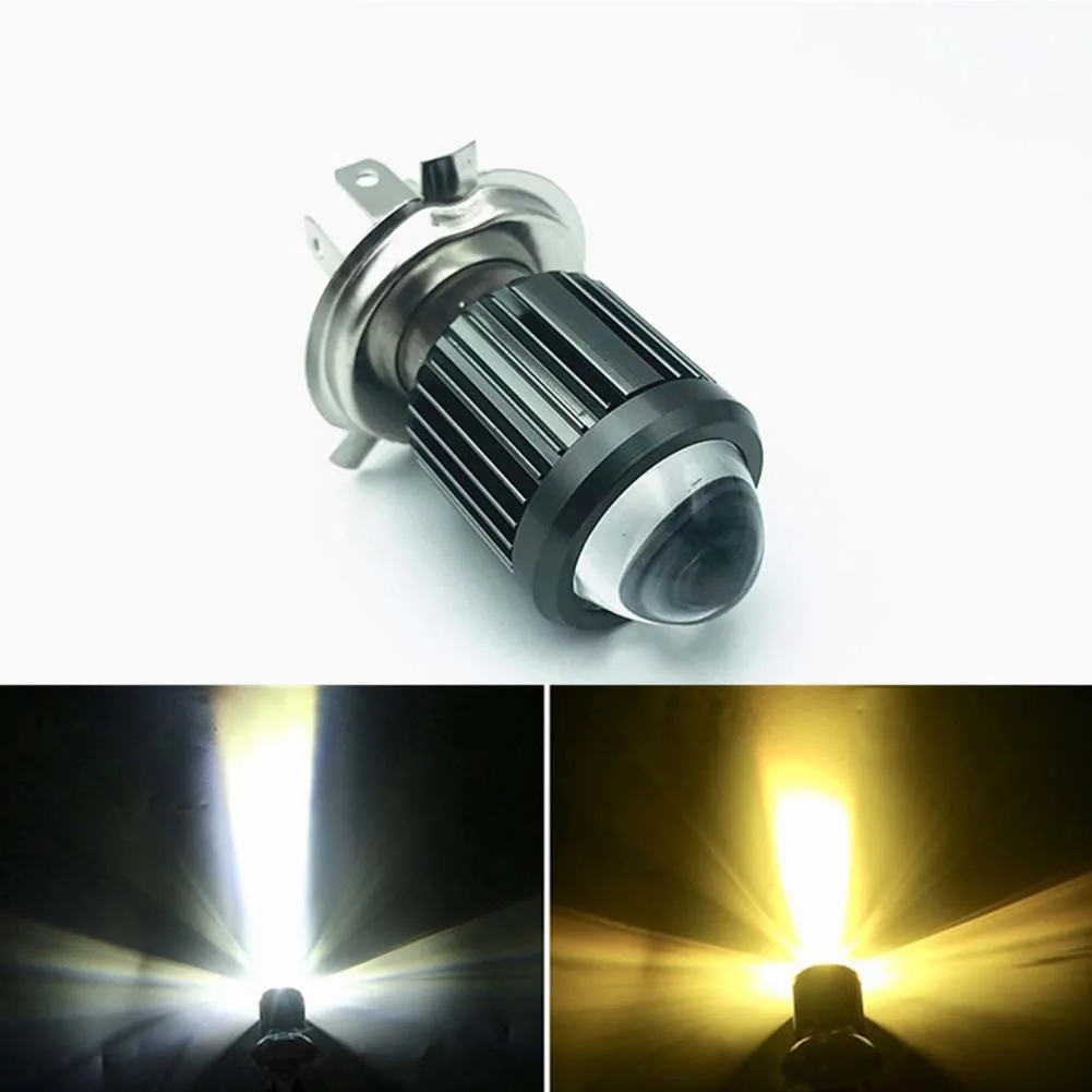 

1pc Motorcycle Headlight LED H4 Bulbs Dual Color Hi/Lo Beam Fog Lamp 6000K White 12V 1200LM Driving Foglight Auxiliary Spotlight