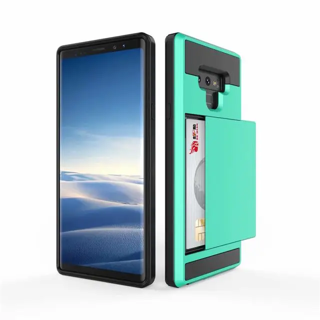Mint Green Чехол-слайдер со слотом для карт держатель чехол для samsung Galaxy A7 A5 A3 J7 J5 J3 чехол для samsung S9 S8 плюс S7 S6 Note 9 8 чехол Capa - Цвет: Mint Green