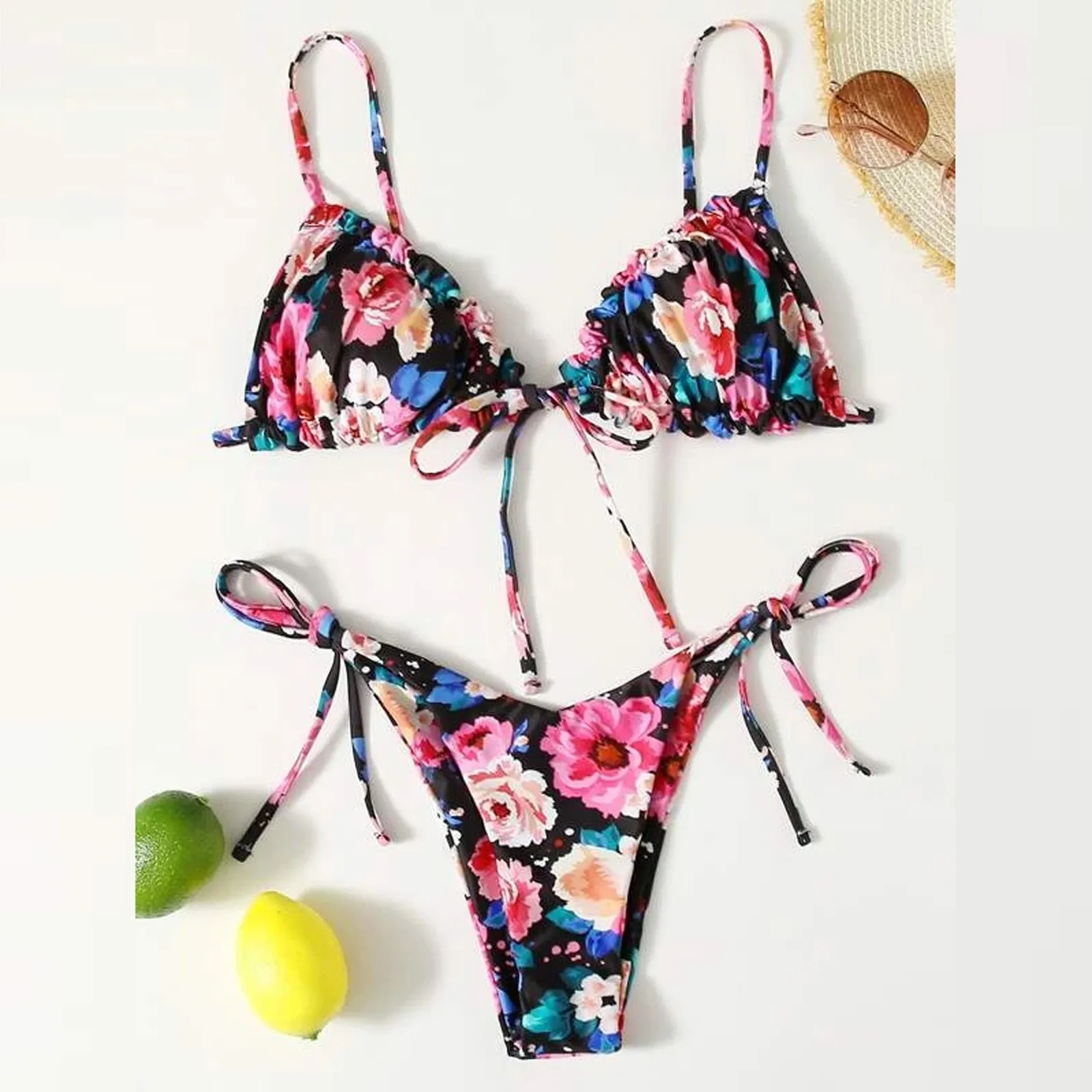 Купальник с цветочным принтом женский купальник бикини купальный костюм 2021