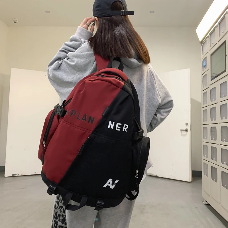 

NEW Original Aizatly School Bag Ins Fashion Large Capacity Female College Student Backpack Korean Contrast Color Travel Backpack