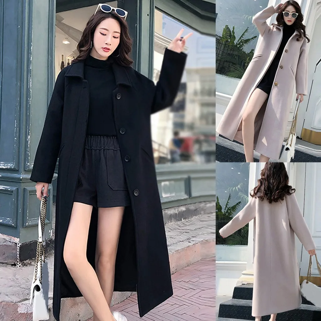 

Vogue Women's Slim Fur Coat Solid Color Casual Women's Coat Loose Style Large Single-breasted Long Female Coat Winter Autumn