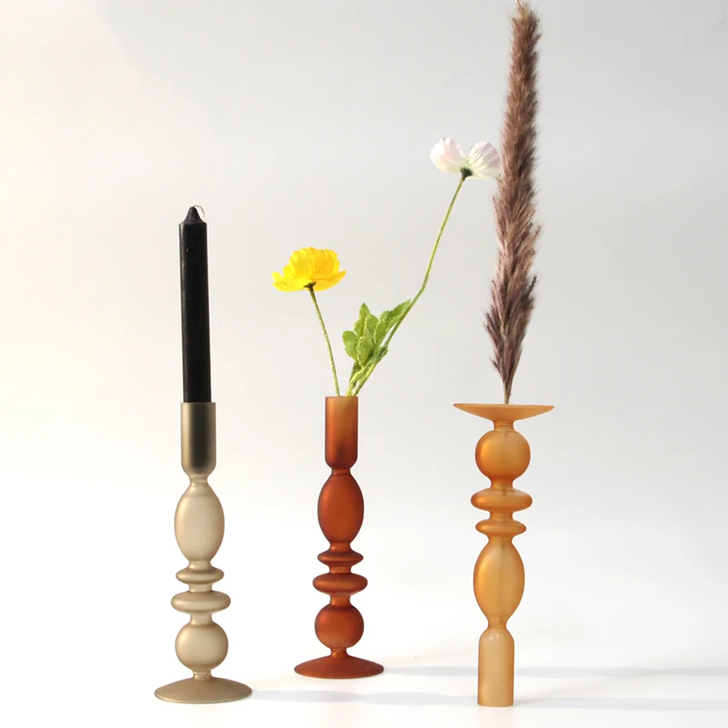 

Glass Candlestick Holder for Table Decor Living Room Flower Candle Holder Table Ornaments Bonsai Water Hydroponics Vase Modern