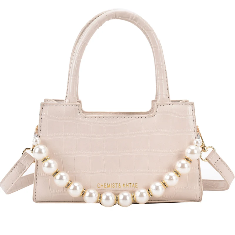 

Niche Design Popular Bag 2021 New Fashion Female Messenger Bag Senior Pearl Handbag Square Bag Shoulder Bag Width: 19cm