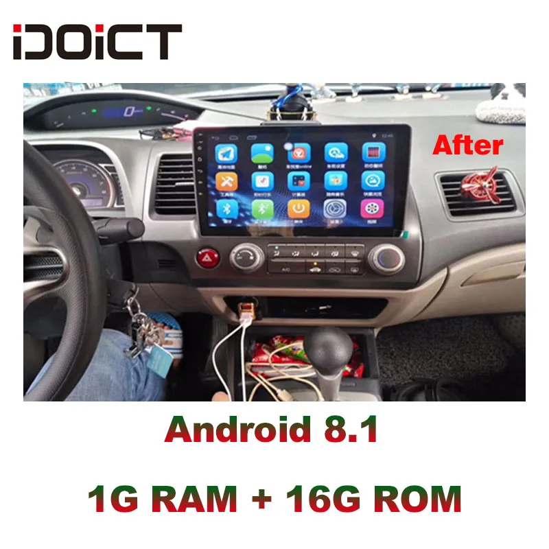 IDOICT Android 8 1 автомобильный DVD плеер GPS навигация Мультимедиа для Honda Civic радио 2008-2011