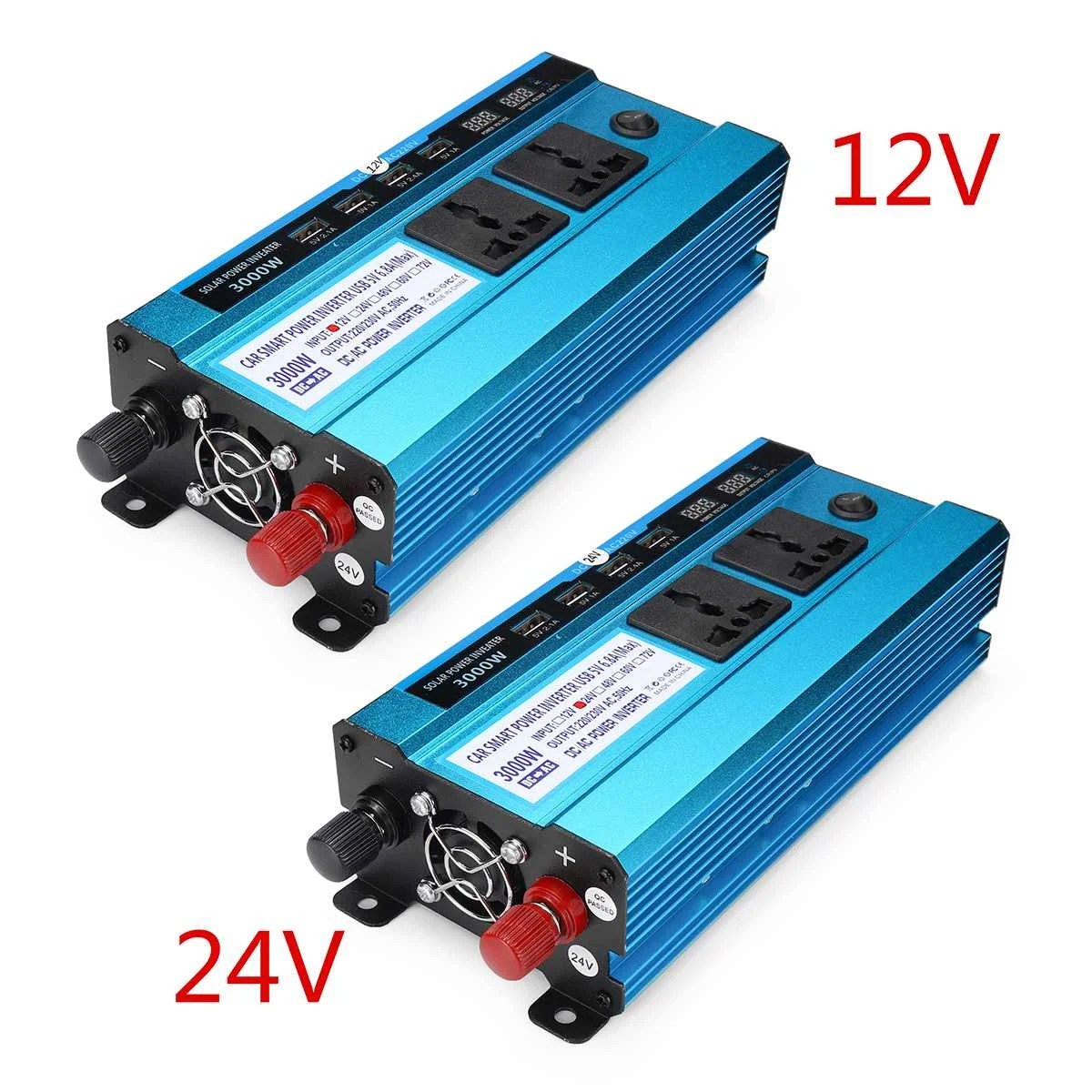 Автомобильный инвертор 3000W фары для автомобиля на солнечной батарее Мощность инвертор ЖК-дисплей DC 12 V/24 V дo AC 220 В Модифицированная синус волна USB конвертер Зарядное устройство конвертер адаптер