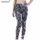 Женские леггинсы с эффектом пуш-ап VISNXGI, спортивные штаны с высокой талией, черного цвета, с буквенным принтом, для занятий йогой