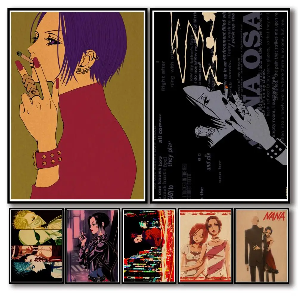 28 designs anime nana kraftpaper poster home decal art painting funny wall sticker for coffee house bar free global shipping