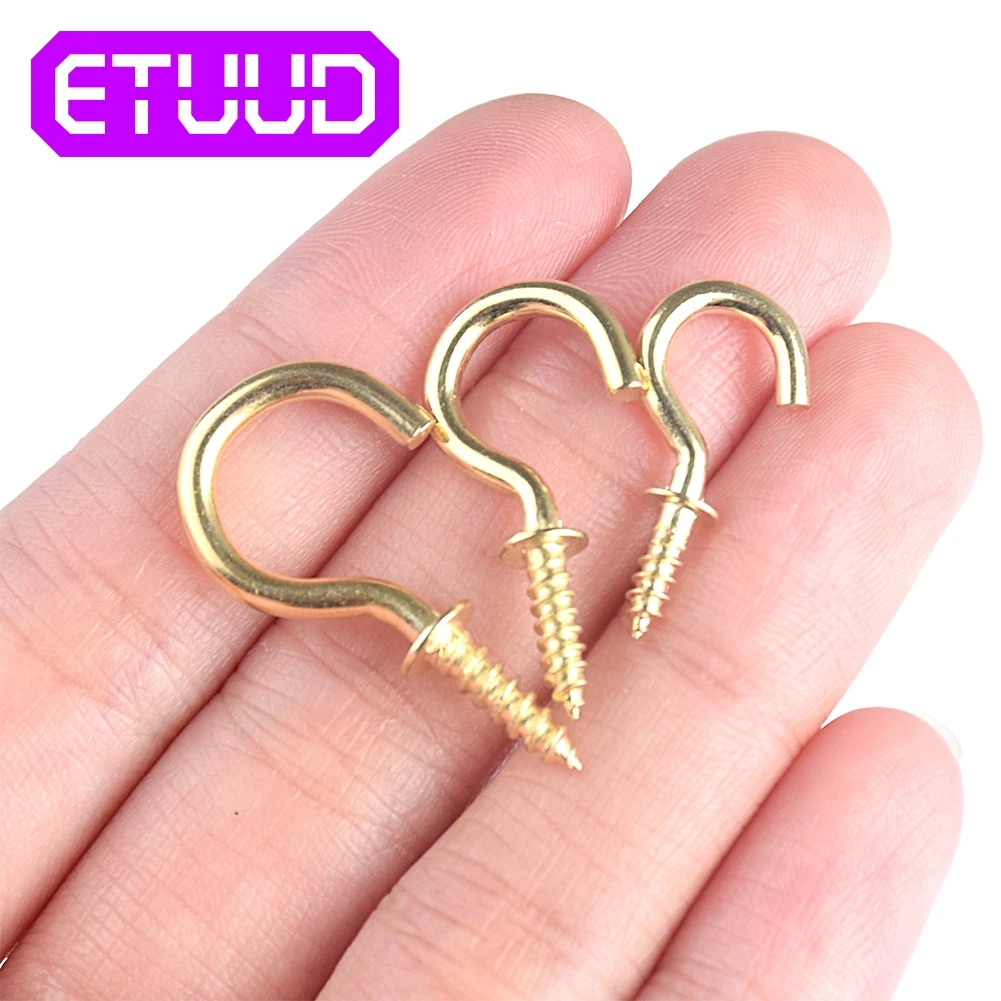 

20pcs/Set 1/2" 5/8" 3/4" 7/8" Plant Picture Hanger Plastic Cup Screw Hook Jewelry Holder Steel Hooks For Hanging Lights Curtains