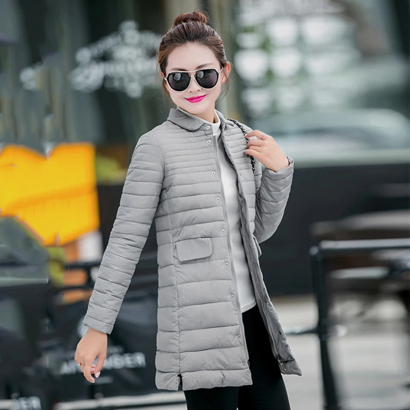 

Plus Size Women Winter Long Jacket Office Ladies Solid Slim Women's Parkas Turn Down Collar Cotton Padded Thick Female Cold Coat