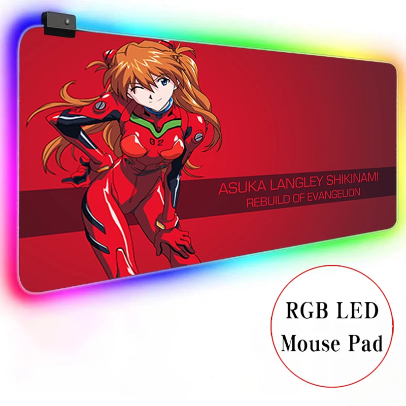 

Evangelion DIY Gaming Mouse Pad Large Anime Mousepad RGB Computer Mouse Pad Gamer Mause Pad LED Backlit Mat Keyboard Desk Mat
