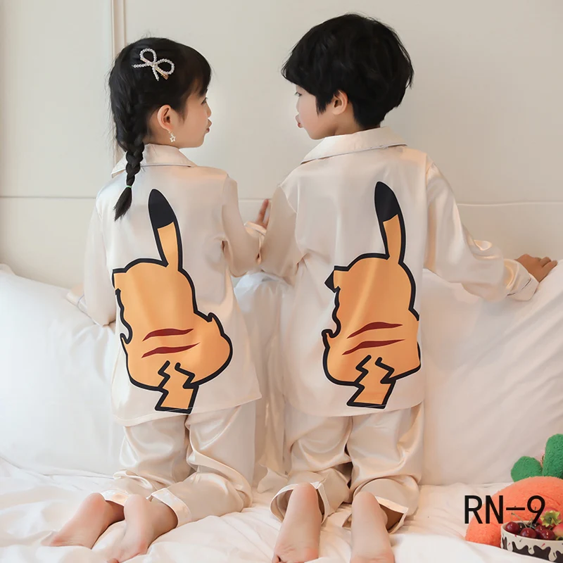 Весна 2020 шелковые Детские пижамы с длинным рукавом осенняя модная домашняя